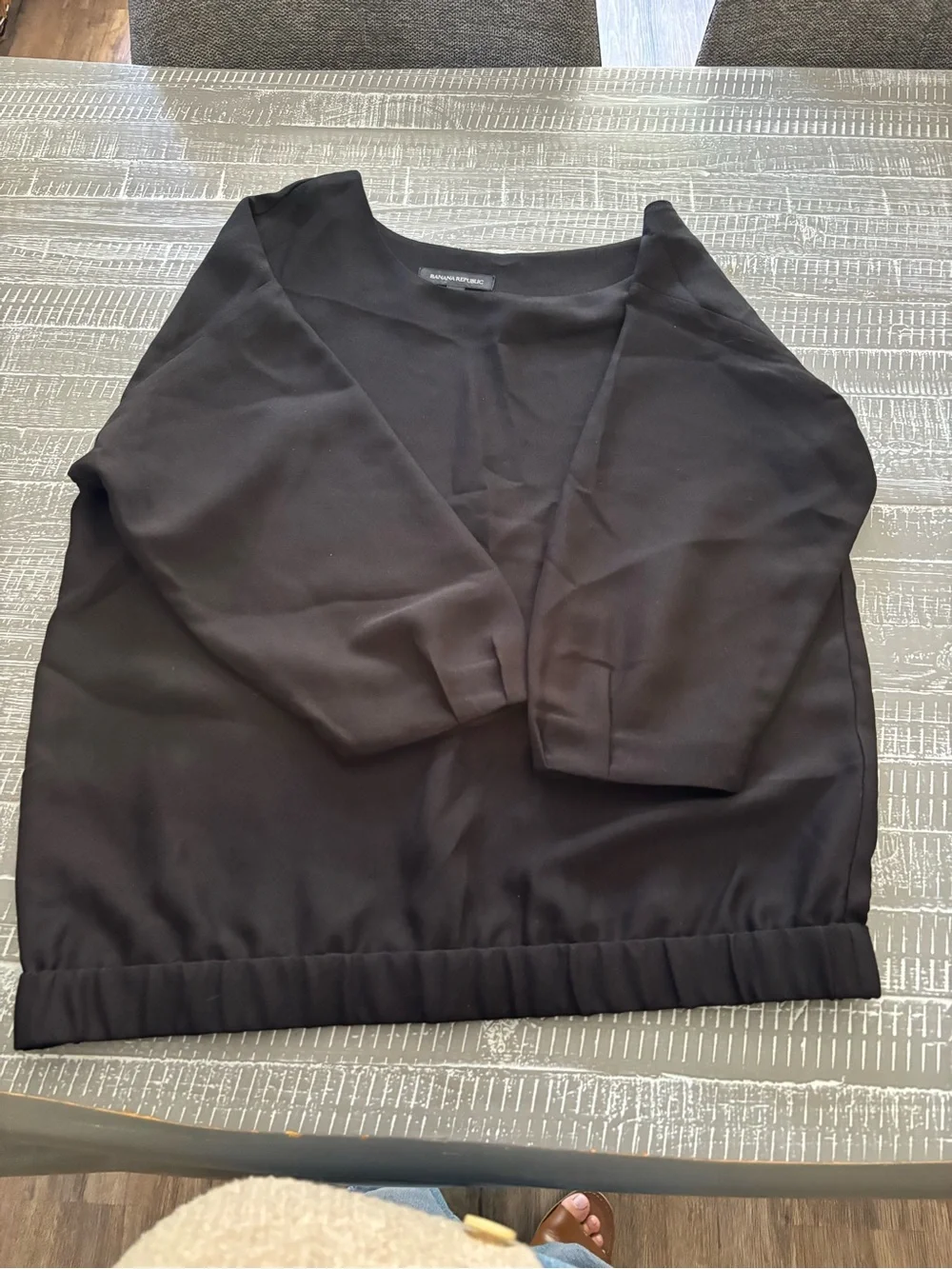 Banana Republic Black Elastic-Hem Dolman Sleeve Top